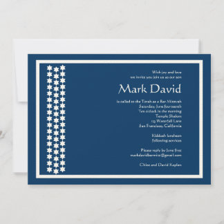 Bar Mitzvah Invitation Star David TEXTURED Navy
