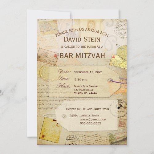 Bar Mitzvah Invitation with a travel theme