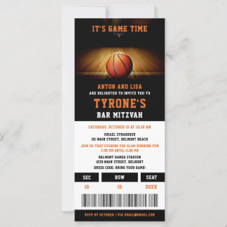 Bar Mitzvah Invitations | Basketball Ticket