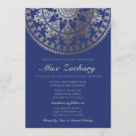 Bar Mitzvah Invitations Gold Foil<br><div class="desc">Intricate damask pattern solar mandala with faux gold foil overlay. You can change the color of the background to whatever you want. You can also move,  rotate & resize the mandala(s) however you like on both sides.</div>