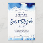 BAR MITZVAH INVITE hand lettered blue watercolor<br><div class="desc">by kat massard >>> kat@simplysweetPAPERIE.com <<< A super cool & modern invitation design for your son's BAR MITZVAH TIP :: 1. To change/move graphics & fonts and add more text - hit the "customise it" button. - - - - - - - - - - - - - - -...</div>