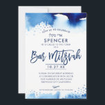 BAR MITZVAH INVITE hand lettered blue watercolor<br><div class="desc">by kat massard >>> kat@simplysweetPAPERIE.com <<< A super cool & modern invitation design for your son's BAR MITZVAH TIP :: 1. To change/move graphics & fonts and add more text - hit the "customise it" button. - - - - - - - - - - - - - - -...</div>
