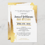 BAR MITZVAH INVITE modern luxe gilded gold border<br><div class="desc">by kat massard >>> kat@simplysweetPAPERIE.com <<< A super simple, yet stylish invitation design for your child's BAR MITZVAH. Wow your friends and family with this little number ;D Setup as a template it is simple for you to add your own details, or hit the customize button and you can add...</div>