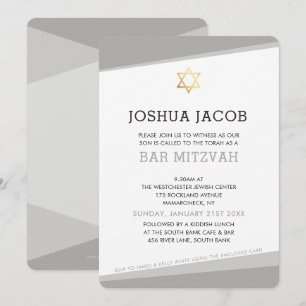 BAR MITZVAH INVITE simple modern cool gray