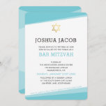BAR MITZVAH INVITE simple modern turquoise blue<br><div class="desc">by kat massard >>> www.simplysweetPAPERIE.com <<< A simple, yet classy design for your son's BAR MITZVAH celebration. Wow your friends and family with this little number ;D Setup as a template it is simple for you to add your own details, add your photo or hit the customize button and you...</div>