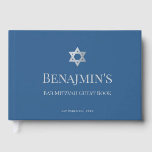 Bar Mitzvah Jewish Boy Star of David Classic Blue  Guest Book