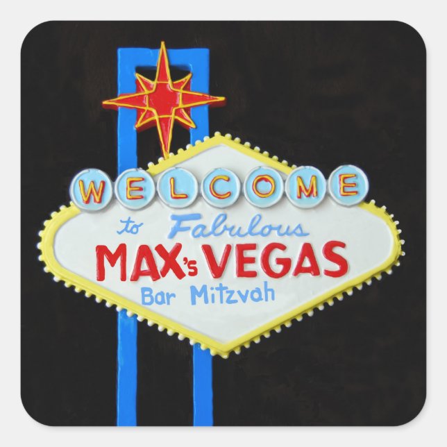 Bar Mitzvah Las Vegas personalized Max Square Sticker (Front)