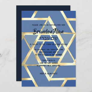 Bar Mitzvah Layered Stars of David Any Colors Invitation