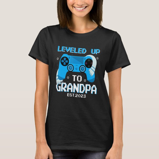 Bar Mitzvah Leveled Up To Grandpa Est 2023 New Gra T-Shirt (Front)