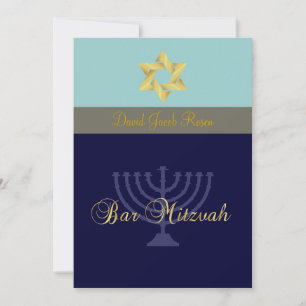 Bar Mitzvah/light + dark blue Invitation