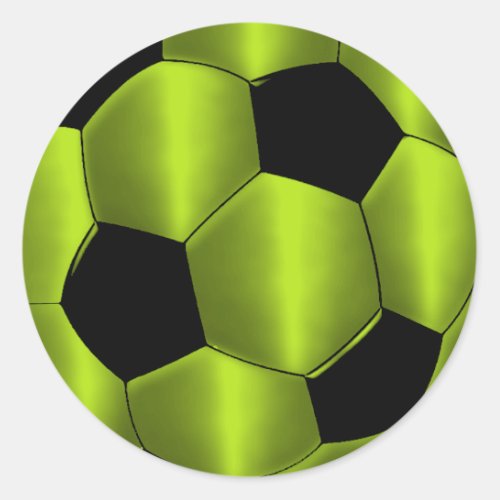 Bar Mitzvah Lime Green and Black Soccer Ball Classic Round Sticker