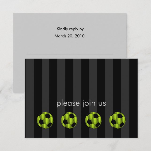 Bar Mitzvah Lime Green and Black Soccer Ball Invitation (Front/Back)
