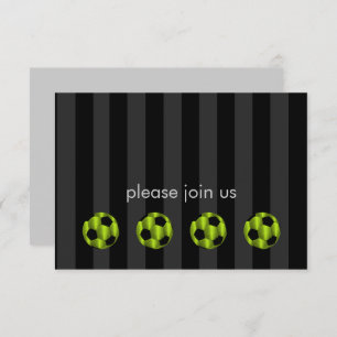 Bar Mitzvah Lime Green and Black Soccer Ball Invitation