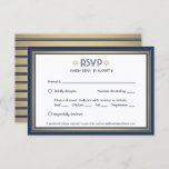 Bar Mitzvah Meal Options Navy Blue White and Gold RSVP Card<br><div class="desc">Compliment navy and gold bar mitzvah invitations with elegant RSVP response cards. All text is simple to customize or delete as needed. Card includes meal choices and option to reply via website or email. The navy blue, white and gold design features a faux foil Star of David, modern stripes, and...</div>