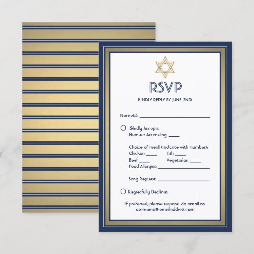 Bar Mitzvah Meal Options Song Request Blue Gold