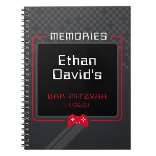 BAR MITZVAH MEMORIES gamer cool trendy red black Notebook