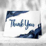 Bar Mitzvah Minimal Navy Blue Agate Script Blank Thank You Card<br><div class="desc">Make sure your favorite Bar Mitzvah shows his appreciation to all who supported his milestone event! Send out this cool, minimal, modern, personalized thank you card. Navy blue script typography and Star of David overlay a simple, white background with steel blue agate rocks accented with faux silver veins. Additional steel...</div>