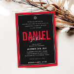 BAR MITZVAH modern athletic boy bold red black Invitation<br><div class="desc">by kat massard >>> kat@simplysweetPAPERIE.com <<< CONTACT ME for custom wording or to add any lines in Hebrew Love the design, but would like to see some changes - another color scheme, product, add a photo or adapted for a different occasion - no worries simply contact me - I am...</div>