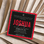 BAR MITZVAH modern athletic boy bold red black Invitation<br><div class="desc">by kat massard >>> kat@simplysweetPAPERIE.com <<< CONTACT ME for custom wording or to add any lines in Hebrew Love the design, but would like to see some changes - another color scheme, product, add a photo or adapted for a different occasion - no worries simply contact me - I am...</div>