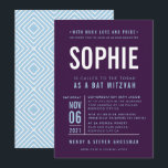 BAR MITZVAH modern block type aubergine pale blue  Invitation<br><div class="desc">by kat massard >>> WWW.SIMPLYSWEETPAPERIE.COM <<< - - - - - - - - - - - - CONTACT ME to help with balancing your type perfectly Love the design, but would like to see some changes - another color scheme, product, add a photo or adapted for a different occasion...</div>