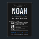 BAR MITZVAH modern bold block royal blue black Invitation<br><div class="desc">by kat massard >>> WWW.SIMPLYSWEETPAPERIE.COM <<< - - - - - - - - - - - - CONTACT ME to help with balancing your type perfectly Love the design, but would like to see some changes - another color scheme, product, add a photo or adapted for a different occasion...</div>