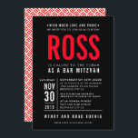BAR MITZVAH modern bold block type black red Invitation<br><div class="desc">by kat massard >>> WWW.SIMPLYSWEETPAPERIE.COM <<< - - - - - - - - - - - - CONTACT ME to help with balancing your type perfectly Love the design, but would like to see some changes - another color scheme, product, add a photo or adapted for a different occasion...</div>
