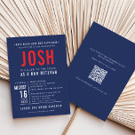 BAR MITZVAH modern bold block type navy red JOSH Invitation<br><div class="desc">by kat massard >>> WWW.SIMPLYSWEETPAPERIE.COM <<< - - - - - - - - - - - - CUSTOM design fro JOSH CONTACT ME to help with balancing your type perfectly Love the design, but would like to see some changes - another color scheme, product, add a photo or adapted...</div>