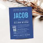 BAR MITZVAH modern bold block type royal blue  Invitation<br><div class="desc">by kat massard >>> WWW.SIMPLYSWEETPAPERIE.COM <<< - - - - - - - - - - - - CONTACT ME to help with balancing your type perfectly Love the design, but would like to see some changes - another color scheme, product, add a photo or adapted for a different occasion...</div>