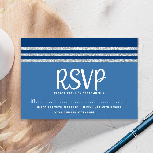 Bar Mitzvah Modern Bold Blue Silver Tallit Script 