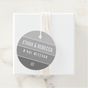 BAR MITZVAH modern bold ombre block gray Favor Tags