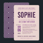 BAR MITZVAH modern chic type aubergine blush pink Invitation<br><div class="desc">by kat massard >>> WWW.SIMPLYSWEETPAPERIE.COM <<< - - - - - - - - - - - - CONTACT ME to help with balancing your type perfectly Love the design, but would like to see some changes - another color scheme, product, add a photo or adapted for a different occasion...</div>