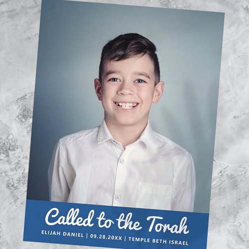 Bar Mitzvah Modern Custom Photo Invitation Postcard