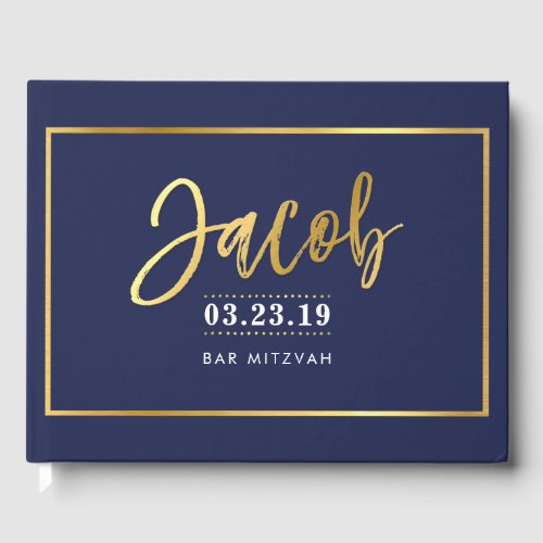 BAR MITZVAH  modern faux gold on navy for JACOB