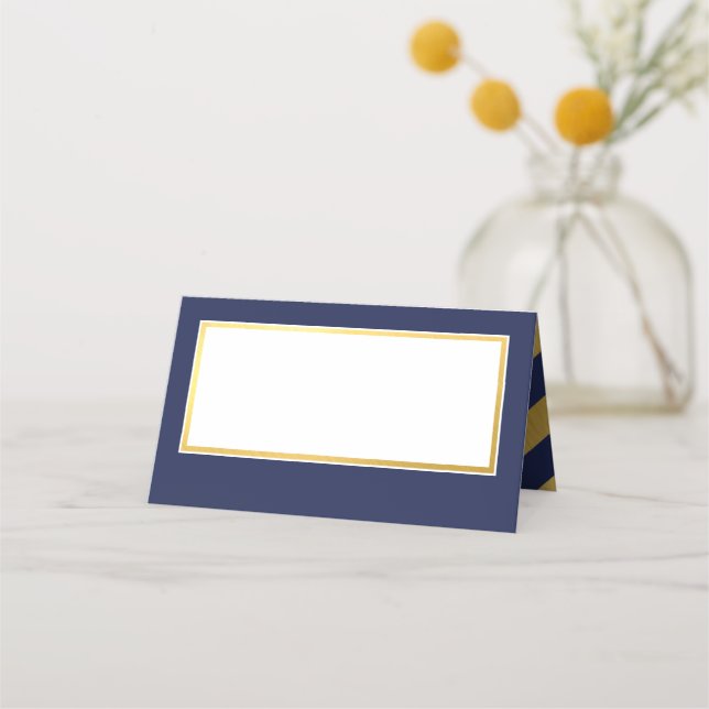 BAR MITZVAH  modern faux gold on navy for LANDON Place Card (Front)