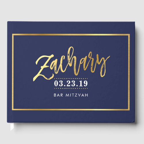 BAR MITZVAH  modern faux gold on navy for ZACHARY
