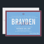 BAR MITZVAH modern football blue maroon ELLINA Invitation<br><div class="desc">by kat massard >>> kat@simplysweetPAPERIE.com <<< CONTACT ME for custom wording or to add any lines in Hebrew Love the design, but would like to see some changes - another color scheme, product, add a photo or adapted for a different occasion - no worries simply contact me - I am...</div>