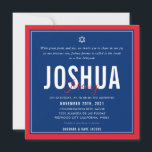 BAR MITZVAH modern football blue red ELLINA Invitation<br><div class="desc">by kat massard >>> kat@simplysweetPAPERIE.com <<< CONTACT ME for custom wording or to add any lines in Hebrew Love the design, but would like to see some changes - another color scheme, product, add a photo or adapted for a different occasion - no worries simply contact me - I am...</div>