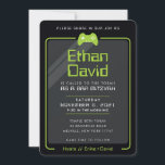 BAR MITZVAH modern gaming controls black green Invitation<br><div class="desc">by kat massard >>> WWW.SIMPLYSWEETPAPERIE.COM <<< - - - - - - - - - - - - - - - - - - - - - - - - The perfect design for a "Gaming Themed" BAR or BAT MITZVAH celebration Love the design, but would like to see some...</div>
