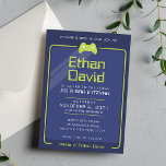 BAR MITZVAH modern gaming controls navy lime green Invitation<br><div class="desc">by kat massard >>> WWW.SIMPLYSWEETPAPERIE.COM <<< - - - - - - - - - - - - - - - - - - - - - - - - The perfect design for a "Gaming Themed" BAR or BAT MITZVAH celebration Love the design, but would like to see some...</div>