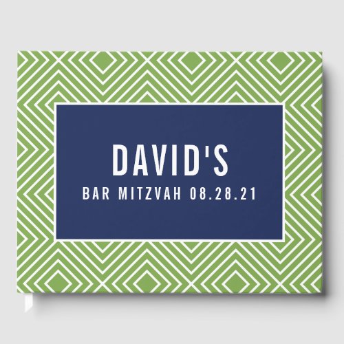BAR MITZVAH modern geometric pattern navy green