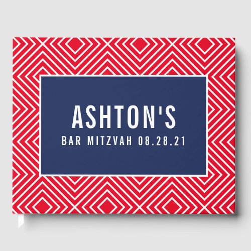 BAR MITZVAH modern geometric pattern navy red