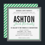 BAR MITZVAH modern masculine green gray sport Invitation<br><div class="desc">by kat massard >>> kat@simplysweetPAPERIE.com <<< CONTACT ME for custom wording or to add any lines in Hebrew Love the design, but would like to see some changes - another color scheme, product, add a photo or adapted for a different occasion - no worries simply contact me - I am...</div>