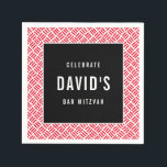 BAR MITZVAH modern metal grid red black Napkins<br><div class="desc">by kat massard >>> WWW.SIMPLYSWEETPAPERIE.COM <<<</div>