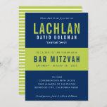BAR MITZVAH modern minimal typography blue lime In Invitation<br><div class="desc">by kat massard >>> WWW.SIMPLYSWEETPAPERIE.COM <<< Custom Hebrew for Elissa Love the design, but would like to see some changes - another color scheme, product, add a photo or adapted for a different occasion - no worries simply contact me - I am happy to help! - - - - -...</div>