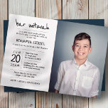 Bar Mitzvah Modern   Minimalist Custom Photo Invitation<br><div class="desc">Composed of playful script and serif typography; All against a backdrop of white background. This design is simple,  modern,  and minimalist.

This is designed by Select Party Supplies,  exclusive for Zazzle.

Available here:
http://www.zazzle.com/selectpartysupplies</div>