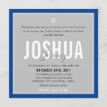 BAR MITZVAH modern name gray royal blue Invitation<br><div class="desc">by kat massard >>> kat@simplysweetPAPERIE.com <<< CONTACT ME for custom wording or to add any lines in Hebrew Love the design, but would like to see some changes - another color scheme, product, add a photo or adapted for a different occasion - no worries simply contact me - I am...</div>