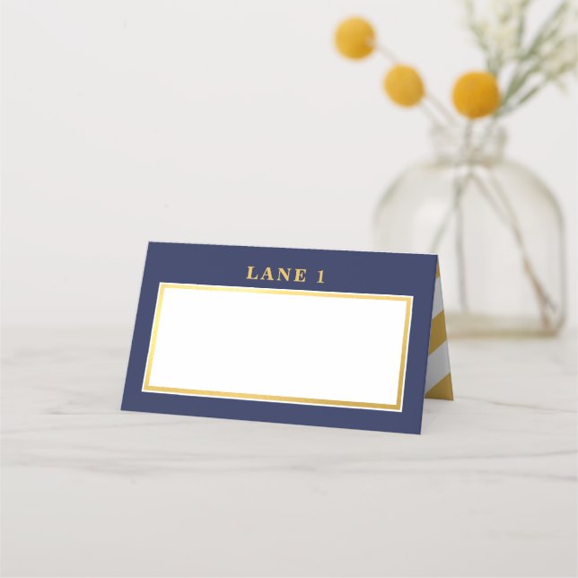 BAR MITZVAH modern navy faux gold blank Place Card (Front)