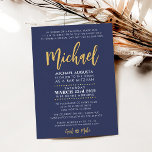 Bar Mitzvah modern navy   gold MICHAEL Invitation<br><div class="desc">by kat massard >>> WWW.SIMPLYSWEETPAPERIE.COM <<<

Love the design,  but would like to see some changes - another color scheme,  product,  add a photo or adapted for a different occasion - no worries simply contact me,  kat@simplysweetPAPERIE.com - I am happy to help!</div>