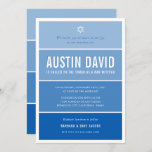BAR MITZVAH modern ombre gradient cool royal blue Invitation<br><div class="desc">by kat massard >>> kat@simplysweetPAPERIE.com <<< CONTACT ME for custom wording or to add any lines in Hebrew Love the design, but would like to see some changes - another color scheme, product, add a photo or adapted for a different occasion - no worries simply contact me - I am...</div>