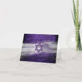 Bar Mitzvah Modern Purple Watercolor Silver Foil  Thank You Card (Back)